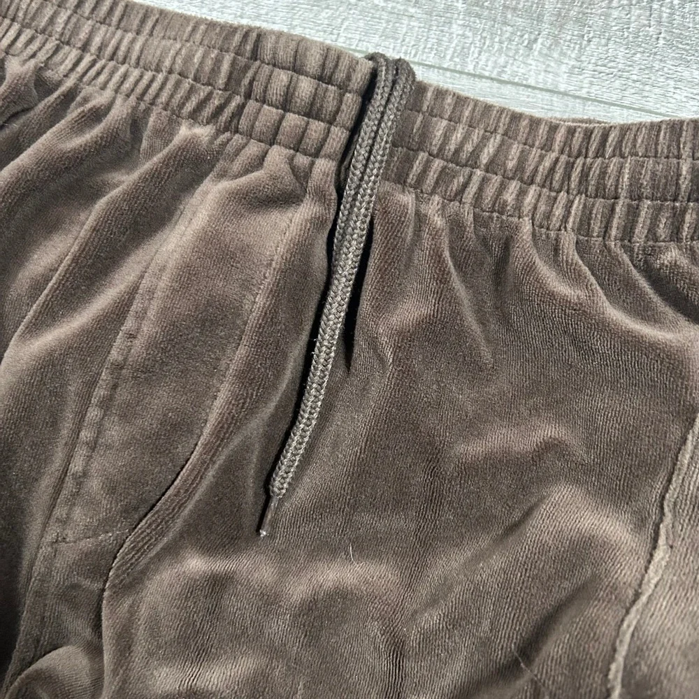 Sweatledo Brown Velour Track Pants Baggy Y2K Side Stripe Joggers Mens XL